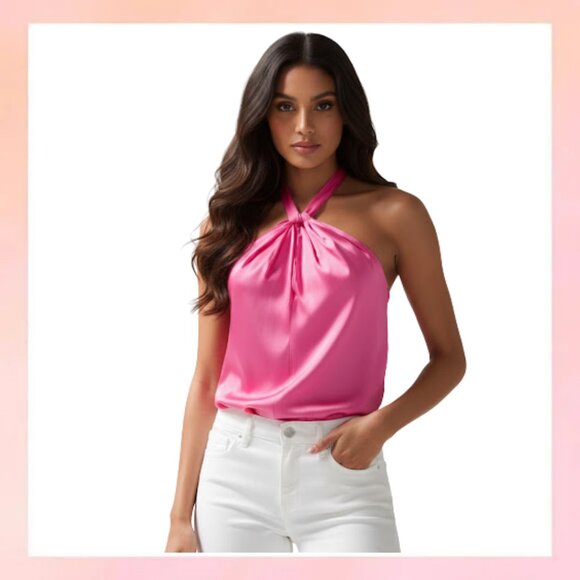 Tops - Stunning Halter Neck Satin Top – Perfect for Any Occasion!